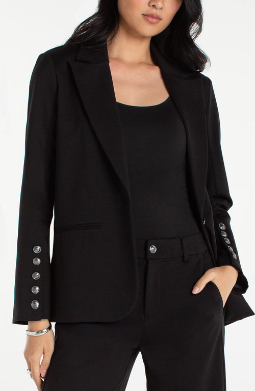 Liverpool Blazer with Button Sleeve - Black