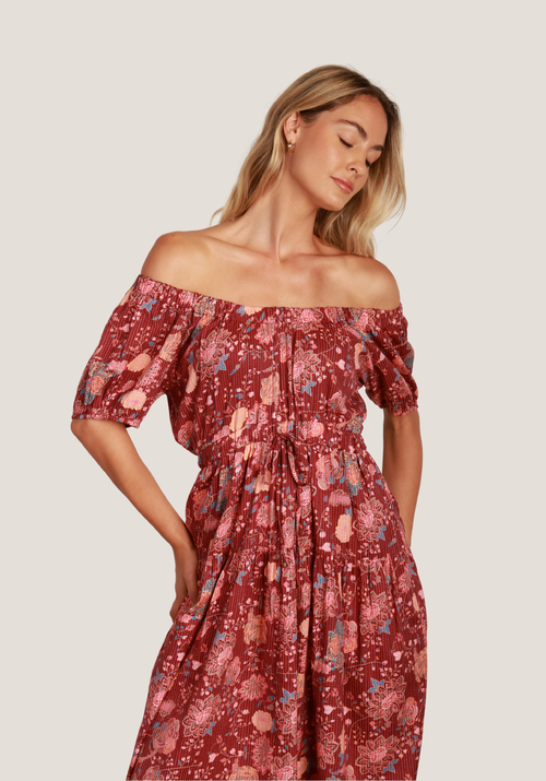 DYLAN CAMELIA ON/OFF SHOULDER DRESS