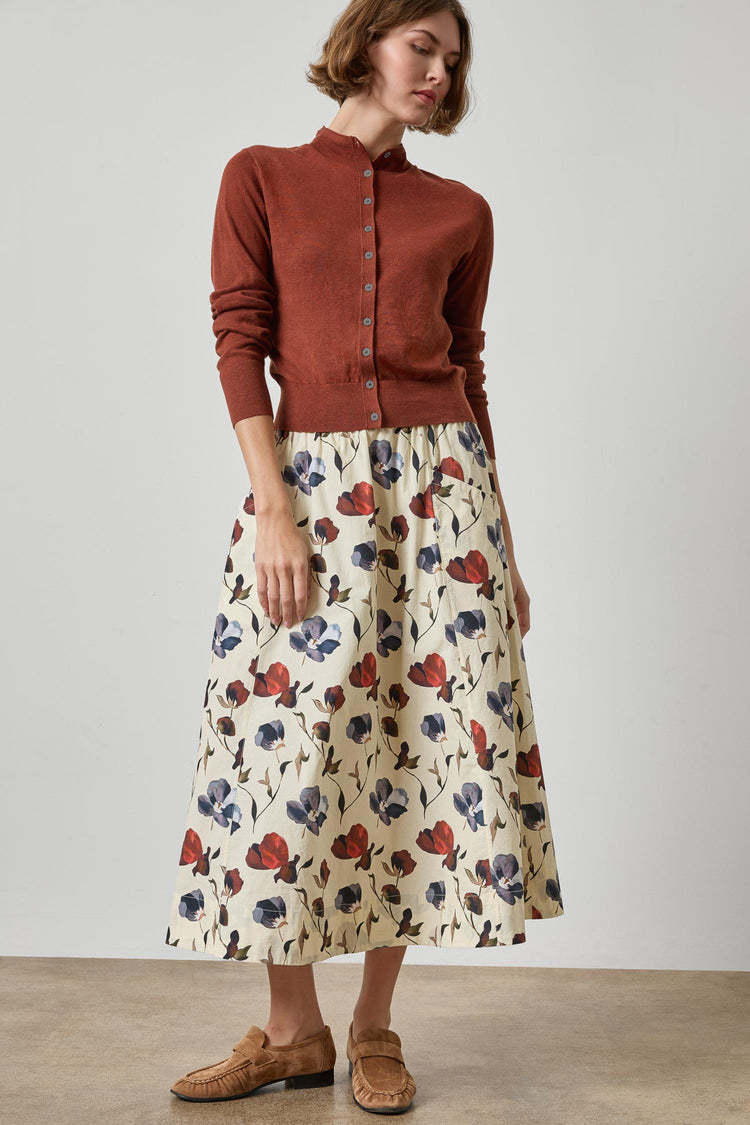 ELASTIC WAIST PANELED SKIRT